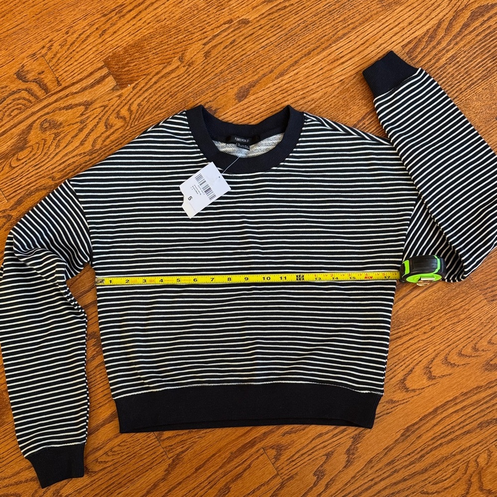 Forever 21 Black and White Striped Sweatshirt